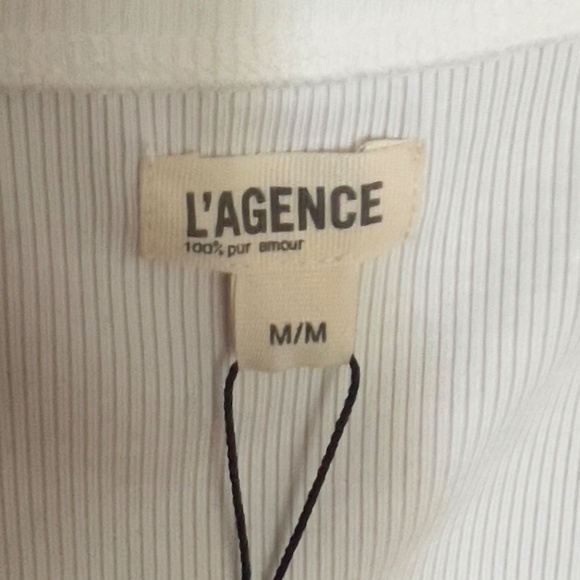 NWT L'AGENCE JOANNA off white ribbed long sleeve tee size M boat neck modal USA - Picture 4 of 6